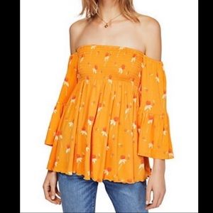 Free People Floral Lana Off the Shoulder Top